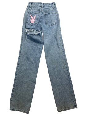 Playboy x PacSun Destroyed Light Wash Straight Leg Jeans Women’s 24 Streetwear